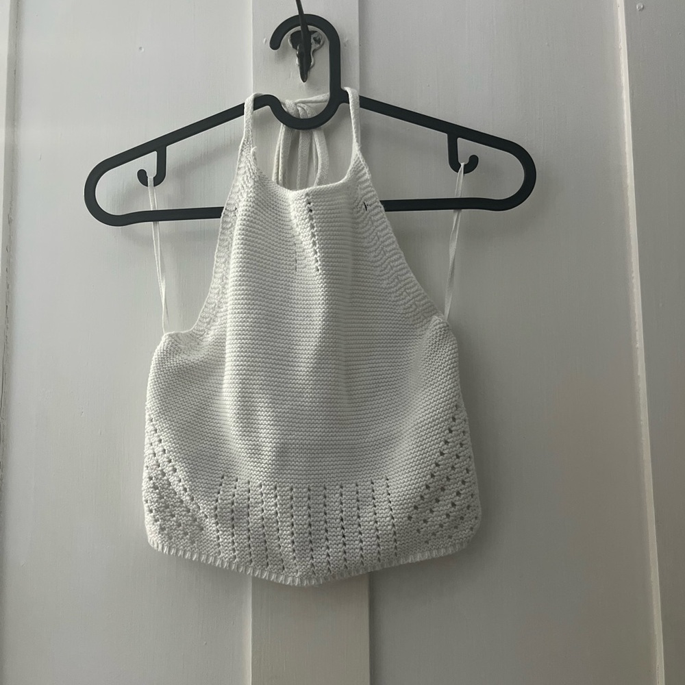 White Crochet Halter Top